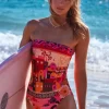 Seafolly Atlantis Bandeau One Piece Paradise Pink Fashion