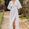 Sundress Aurelie Dress Gold Palm Trees White/Gold Fashion