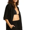 Seafolly Crinkle Beach Shorts Black Outlet