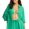 Seafolly Crinkle Beach Shorts Jade Hot