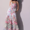 Charo Ruiz Danny Long Dress White Botanical Discount