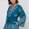 Juliet Dunn Flare Sleeve Playsuit Dhaka Petrol Clearance