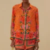 Farm Rio Fruit Garden Scarf Shorts Orange New