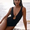 JETS Swimwear Jetset Lien Plunge Swimsuit Black Best