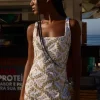 Sundress Mira Dress White Gold Feuillage Outlet