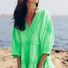 Juliet Dunn Poplin V Neck Mini Dress Apple Clearance