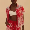 Farm Rio Palm Tree Shorts Red Outlet