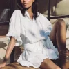 Juliet Dunn Ric Rac Blouson Dress White Hot