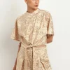 Greek Archaic Kori Triangle Embroidered Blouse Gold Best