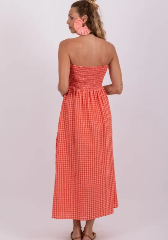 Sundress Amelie Dress Coral Gingham CoralGingham Discount