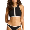 Seafolly Beach Bound Zip Front Tank Bikini White/Black Clearance