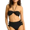 Seafolly Beau Bandeau High Waisted Bikini Black New