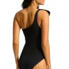 Seafolly Beau One Shoulder Swimsuit Black Discount