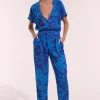 Poupette St Barth Becky Jumpsuit Blue Gauguin Fashion