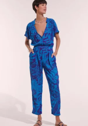Poupette St Barth Becky Jumpsuit Blue Gauguin Fashion