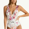Sea Level Belle Frill Swimsuit Belle/White Online