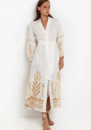 Greek Archaic Kori Belted Maxi Dress White Fashion