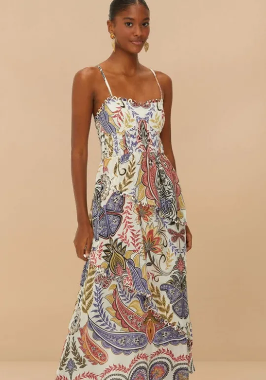 Farm Rio Boho Glam Strappy Maxi Dress Clearance