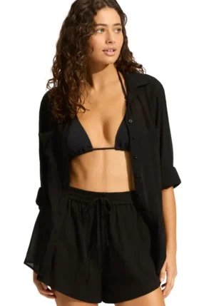 Seafolly Breeze Beach Shirt Black Best