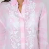 Juliet Dunn Butterfly Embroidery Shirt Pink Discount