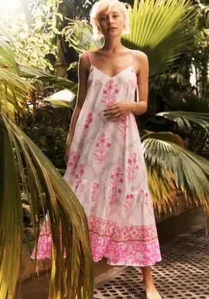 Juliet Dunn Cage Block V Neck Midi Dress Pink Pink Cage Block Best