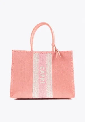 De Siena Capri Jute Tote Pink Sale