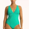 Sea Level Capri Panel Swimsuit Evergreen Clearance