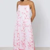 Juliet Dunn Cherry Blossom Strappy Maxi Dress CherryBlossom Discount