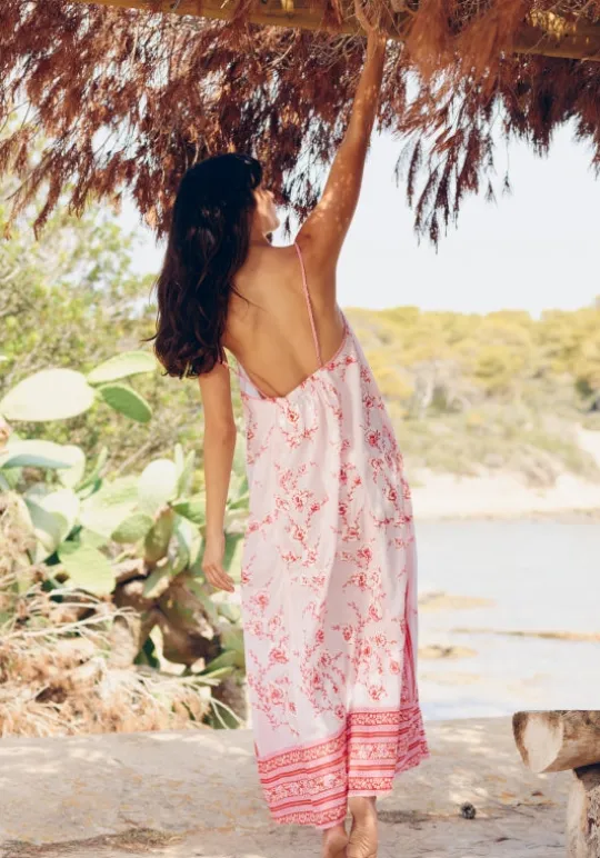 Juliet Dunn Cherry Blossom Strappy Maxi Dress CherryBlossom Discount