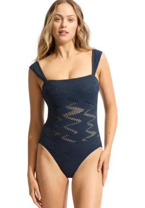 Seafolly Chiara DD Swimsuit Navy New
