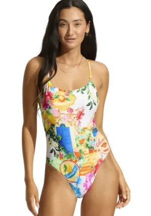 Seafolly Ciao Bella Scoop Neck Swimsuit New