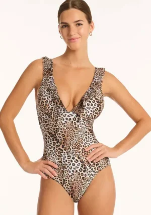 Sea Level Frill Swimsuit Congo New