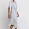 Greek Archaic Kori Crete Button Down Midi Dress Grey Discount