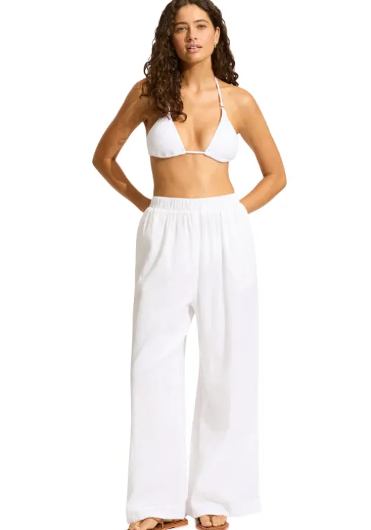 Seafolly Crinkle Beach Pant White Discount