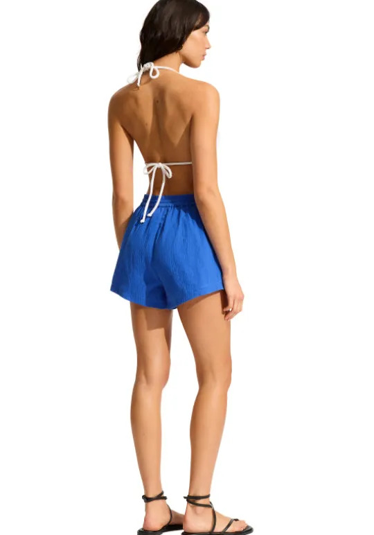 Seafolly Crinkle Beach Shorts Azure New