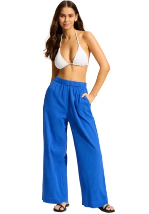 Seafolly Crinkle Beach Trousers Azure New