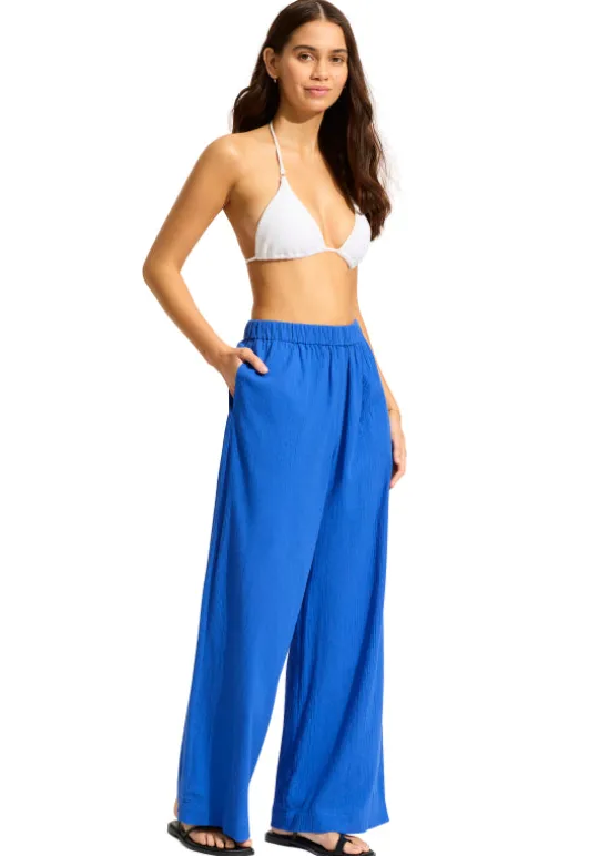 Seafolly Crinkle Beach Trousers Azure New