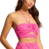 Seafolly Crinkle Beach Trousers Hot Pink Discount