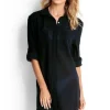 Seafolly Crinkle Twill Beach Shirt Black Online