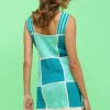 Pitusa Crochet Checkered Mini Dress Blue Fashion