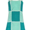 Pitusa Crochet Checkered Mini Dress Blue Fashion