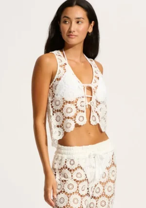 Seafolly Crochet Tie Front Top Sale