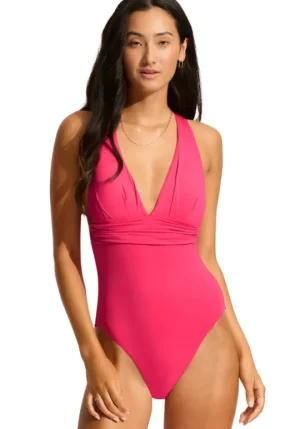 Seafolly Cross Back Swimsuit Raspberry Best