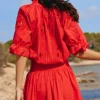 Juliet Dunn Cut Out Blouson Dress Red Hot