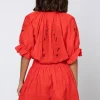 Juliet Dunn Cut Out Blouson Dress Red Hot