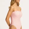 Seafolly Daydreamer DD Bandeau Swimsuit Pink Clearance