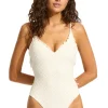 Seafolly Daydreamer V Neck Swimsuit Vanilla Best