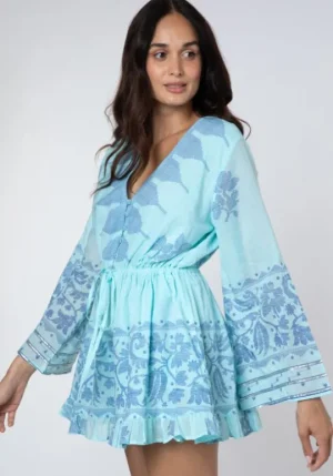 Juliet Dunn Dhaka Print Playsuit Blue Discount