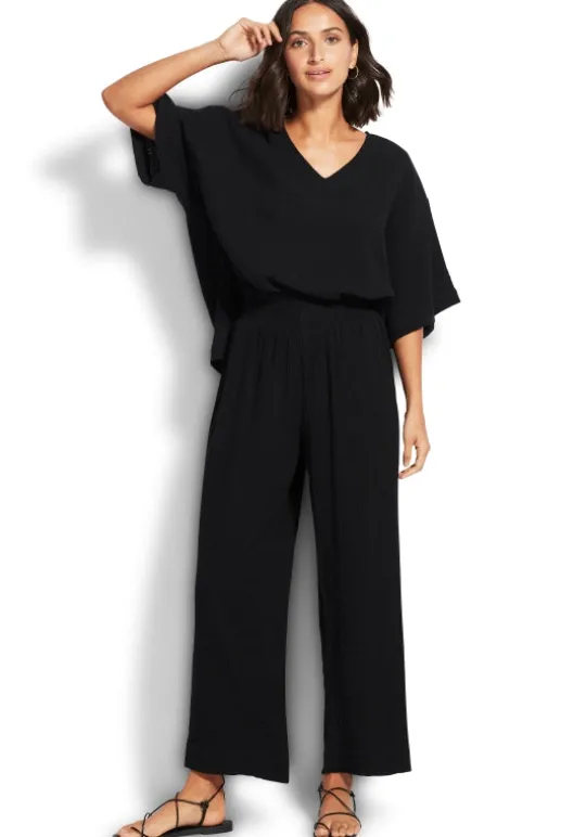 Seafolly Double Cloth Pants Black New