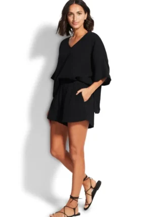 Seafolly Double Cloth Shorts Black Outlet